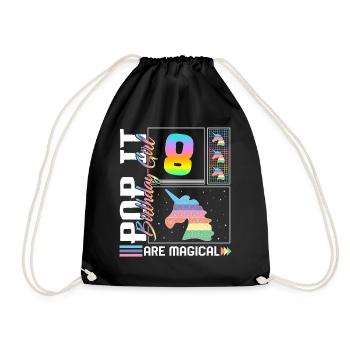 8ème anniversaire Fille Licorne Mignon Tee, Pop Anniversaire - Sac de sport léger - noir - Devant