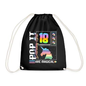 18ème anniversaire Fille Licorne Mignon Tee, Pop Anniversaire - Sac de sport léger - noir - Devant