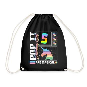 5ème anniversaire Fille Licorne Mignon Tee, Pop Anniversaire - Sac de sport léger - noir - Devant