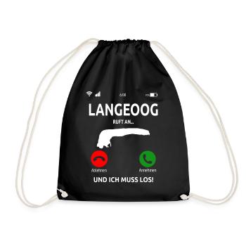 Langeoog Nordsee Ostfriesische Insel Geschenk - Turnbeutel - Schwarz - Vorne
