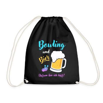 Bowling Bier Spruch Geschenk Bierliebhaber Bowler - Turnbeutel - Schwarz - Vorne