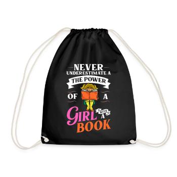 Book Girls Read Women Bookworm Librarian - Drawstring Bag - black - Front