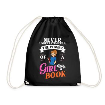Book Girls Read Women Bookworm Librarian - Drawstring Bag - black - Front