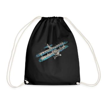 Biplan Avion Modèle De Vol - Sac de sport léger - noir - Devant
