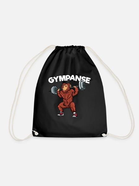 Gympanse Schimpanse Gym Krafttraining Fitness Affe - Turnbeutel - Schwarz