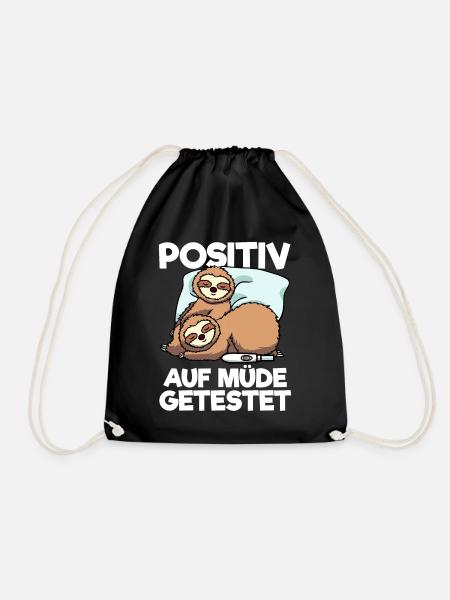 Faultier Positiv Auf Müde Getestet Schlafshirt - Turnbeutel - Schwarz