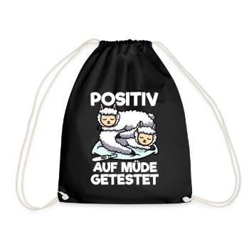 Lama Positiv Auf Müde Getestet Lama Schlafshirt - Turnbeutel - Schwarz - Vorne