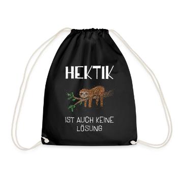 Hektik Ist Auch Keine Lösung Faultier - Turnbeutel - Schwarz - Vorne