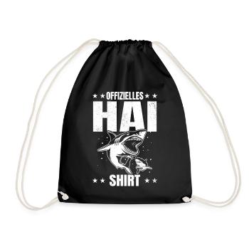 Offizielles Hai Shirt Hai Fisch Hai Fische Weiße - Turnbeutel - Schwarz - Vorne