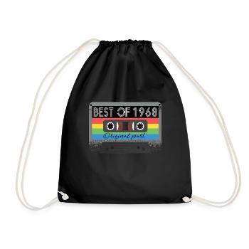 Best Of 1968 Vintage Cassette Retro Birthday - Drawstring Bag - black - Front