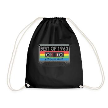 Best Of 1963 Vintage Kassette Retro Geburtstag - Turnbeutel - Schwarz - Vorne