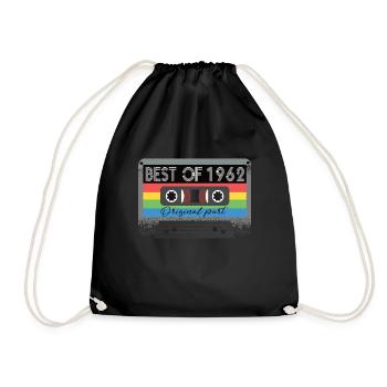 Best Of 1962 Vintage Kassette Retro Geburtstag - Turnbeutel - Schwarz - Vorne