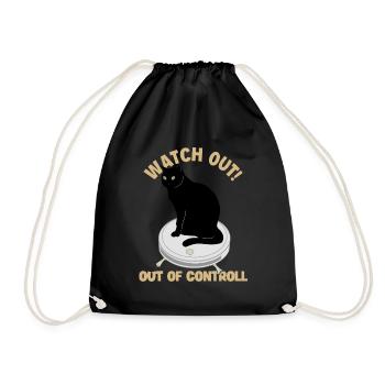 Watch Out Of Controll Cat Mom Cat Lovers Cat - Drawstring Bag - black - Front