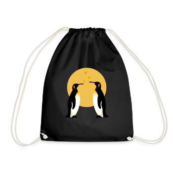 Penguin Couple Emperor Sea Bird King Penguin - Drawstring Bag - black - Front
