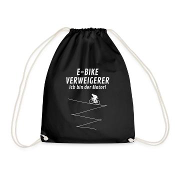 Rennrad Radsport E-Bike Verweigerer - Turnbeutel - Schwarz - Vorne