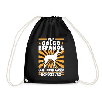 Galgo Espanol Gassi gehen Windhund - Turnbeutel - Schwarz - Vorne