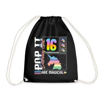 16ème anniversaire Fille Licorne Mignon Tee, Pop Anniversaire - Sac de sport léger - noir - Devant