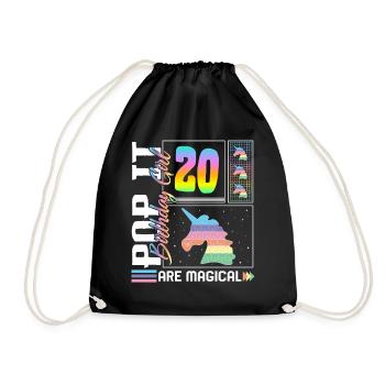 20ème anniversaire Fille Licorne Mignon Tee, Pop Anniversaire - Sac de sport léger - noir - Devant