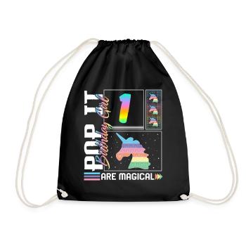 1er anniversaire Fille Licorne Mignon Tee, Pop Anniversaire - Sac de sport léger - noir - Devant