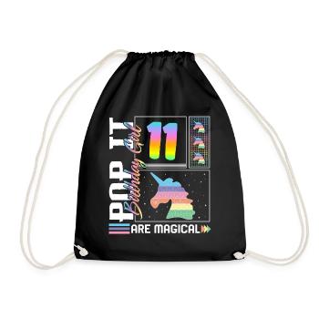 11ème anniversaire Fille Licorne Mignon Tee, Pop Anniversaire - Sac de sport léger - noir - Devant