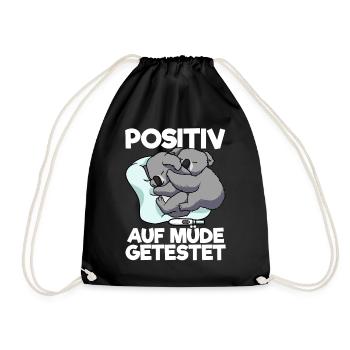 Koala Positiv Auf Müde Getestet Koala Schlafshirt - Turnbeutel - Schwarz - Vorne