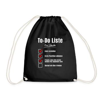 To do Liste Bier - Turnbeutel - Schwarz - Vorne