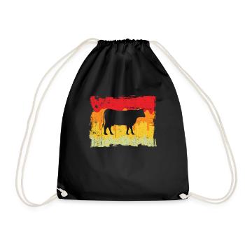Cow Beef Retro - Drawstring Bag - black - Front