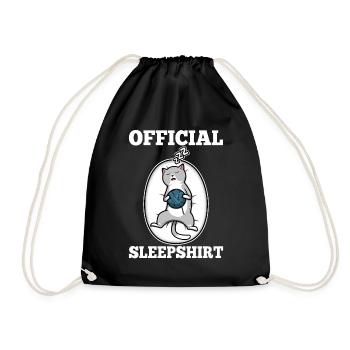 Official sleep shirt cat - Drawstring Bag - black - Front