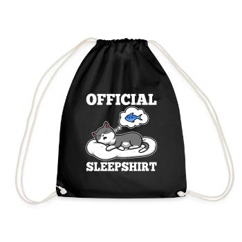 Official sleep shirt cat - Drawstring Bag - black - Front