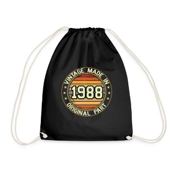 Vintage Made In 1988 Original Part Birthday 1988 - Drawstring Bag - black - Front