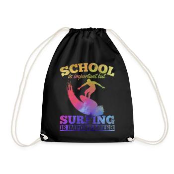 L’école est importante mais le surf est important - Sac de sport léger - noir - Devant