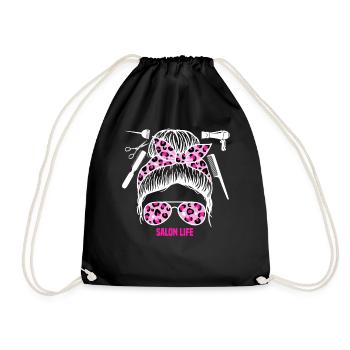 Salon LIfe Hair Stylist Hairdresser - Drawstring Bag - black - Front
