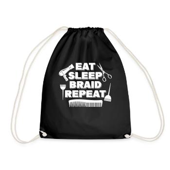 Eat Sleep Braid Hairdresser Hairstylist - Drawstring Bag - black - Front