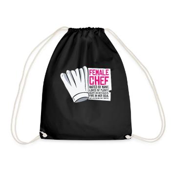 Female Chef Cooking Meals Food Lover - Drawstring Bag - black - Front