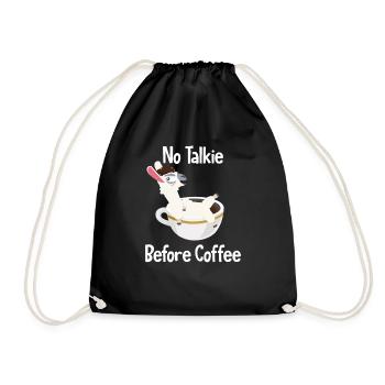 No Talkie Before Coffee Vicuna Guanaco Llama - Drawstring Bag - black - Front