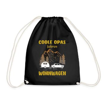 Wohnwagen Opa Enkel Camping - Turnbeutel - Schwarz - Vorne
