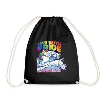 LGBTQ Pride Regenbogen Live with Pride - Turnbeutel - Schwarz - Vorne
