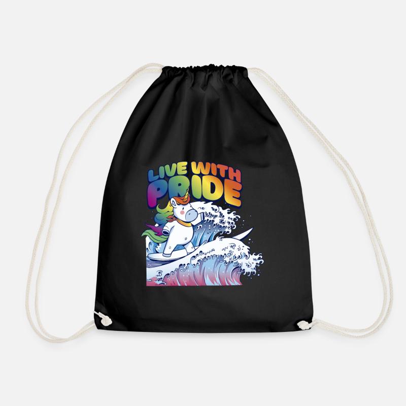 LGBTQ Pride Regenbogen Live with Pride - Turnbeutel - Schwarz