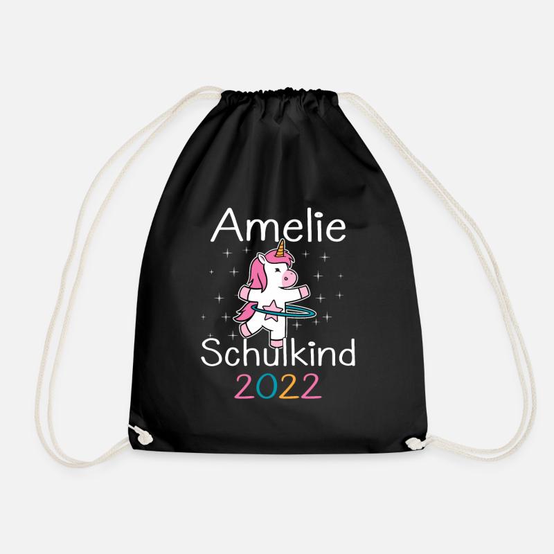 Einschulung 2022 Amelie Einhorn Erstklässler 2022 - Turnbeutel - Schwarz