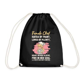 Female Chef Cooking Meals Food Lover - Drawstring Bag - black - Front