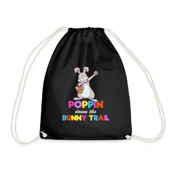Poppin Down The Rabbit Trail Dabbing Hase - Drawstring Bag - black - Front