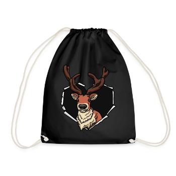 Rennes déchirés Trou déchiré Cœur Visage de renne - Sac de sport léger - noir - Devant
