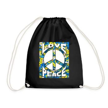 Peace Love Ukraine - Turnbeutel - Schwarz - Vorne