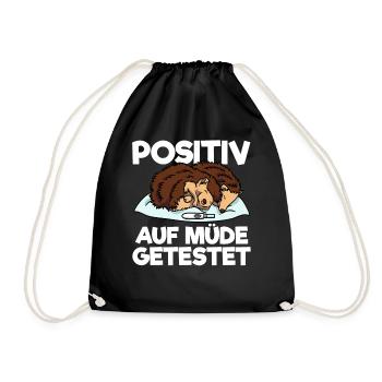 Igel Positiv Auf Müde Getestet Igel Schlafshirt - Turnbeutel - Schwarz - Vorne