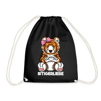 Tigerliebe Tigermama Tiger Mama Herz - Turnbeutel - Schwarz - Vorne