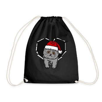 Bouchon de Noël de chat craqué déchiré - Sac de sport léger - noir - Devant