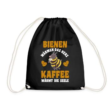Kaffee Imker Imkerei Biene Bienen - Turnbeutel - Schwarz - Vorne