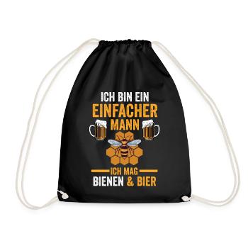Bier Imker Biene Bienen - Turnbeutel - Schwarz - Vorne