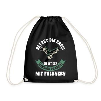 Falkner Falken Falknerei - Turnbeutel - Schwarz - Vorne