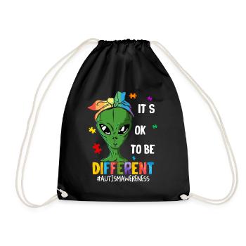 Autistic Tshirt Autimus Gift Asperger Children - Drawstring Bag - black - Front